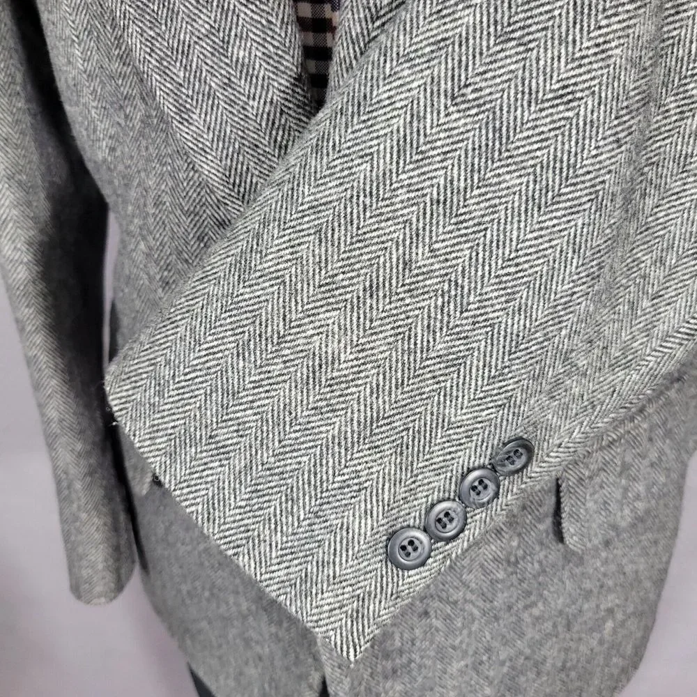 Robert Stock Men's Tweed Sport Coat Blazer Two Button‎ Herringbone Gray Size 40R